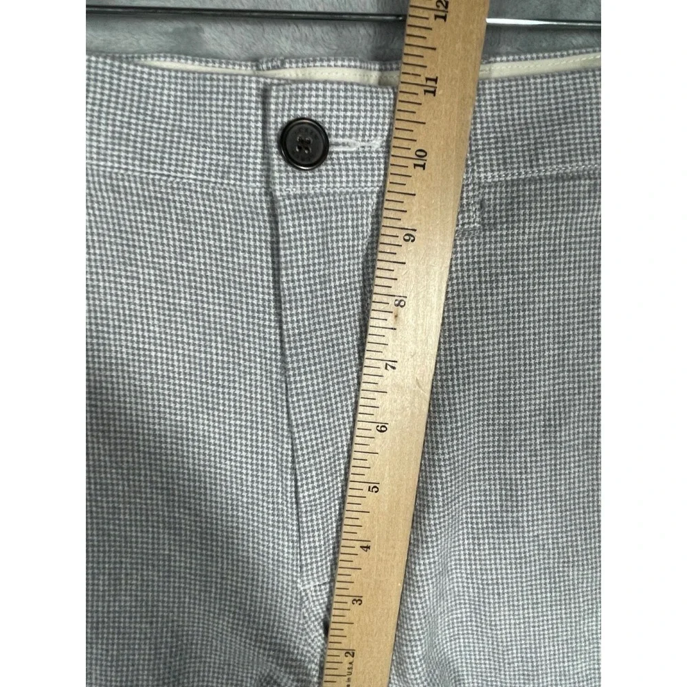 J.Crew Mens Straight Fit Linen Cotton Houndstooth Pants Grey White W33 L34